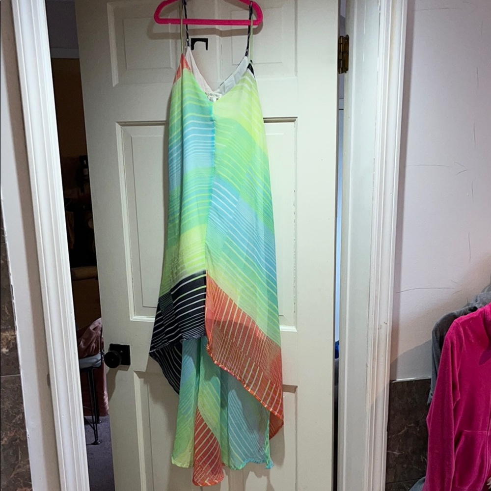 Colorful Billabong Striped Asymmetrical Dress